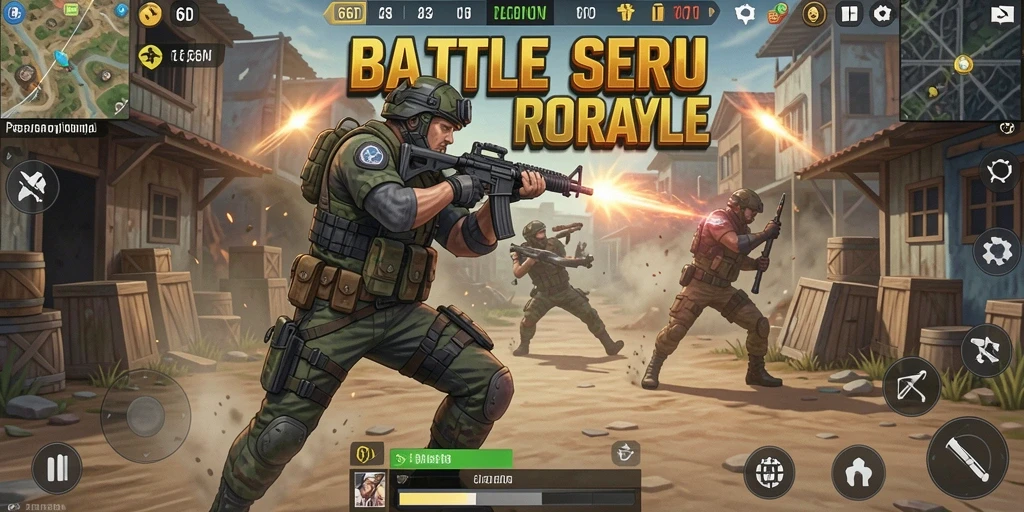 Screenshot gameplay 66D menampilkan aksi seru dalam pertarungan Battle Royale.
