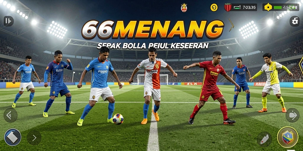 Screenshot gameplay 66MENANG yang menunjukkan aksi sepak bola seru.
