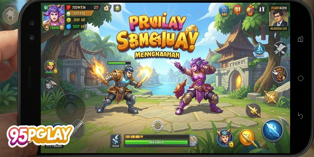 Tampilan gameplay menarik dari 95PGPLAY menunjukkan dunia simulasi yang berwarna.