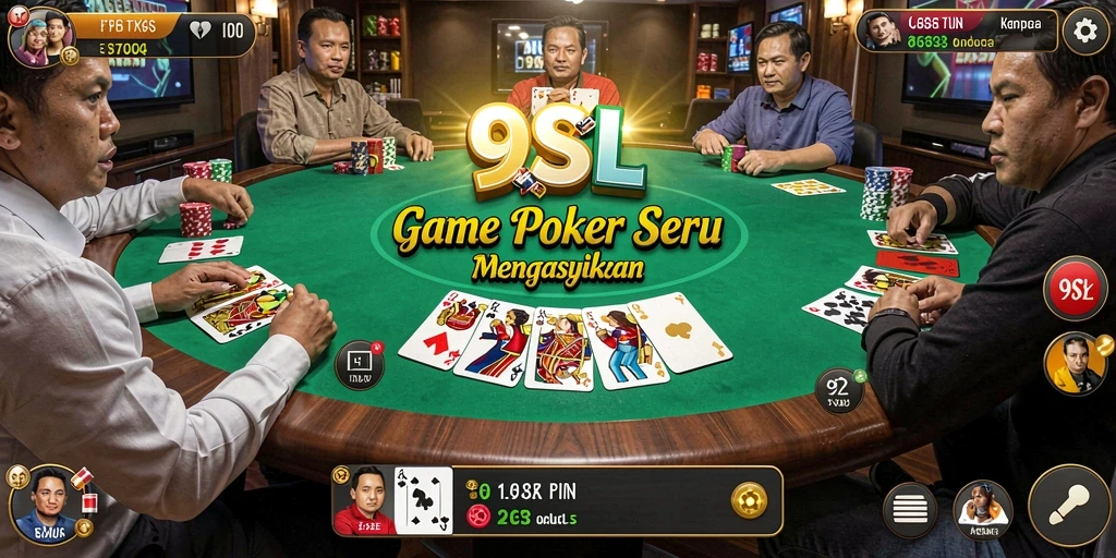 Tampilan gameplay menarik di 9SL dengan suasana Poker yang seru.