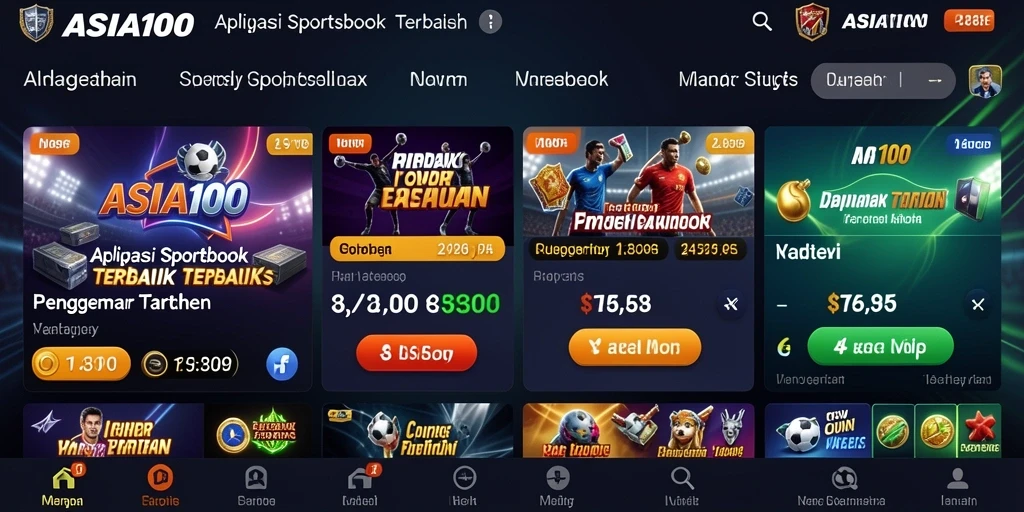 Tampilan aplikasi ASIA100 yang menampilkan pengalaman taruhan olahraga.