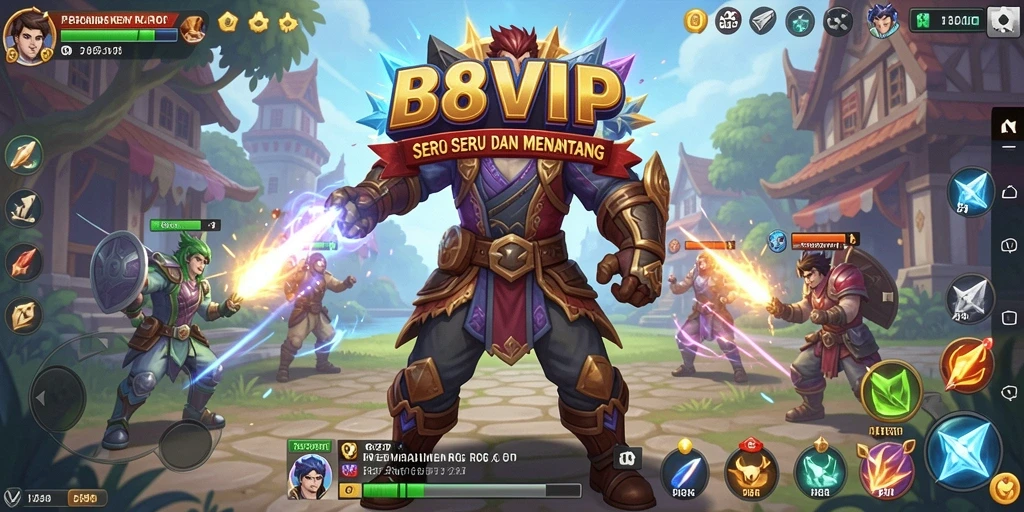 Tangkapan layar utama B8VIP menunjukkan aksi pertempuran seru dalam game RPG.