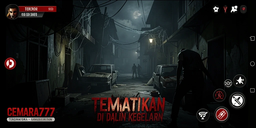 Tangkapan layar menampilkan momen menegangkan saat menjelajahi kegelapan dalam CEMARA777.