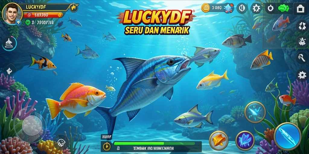 Tampilan gameplay LUCKYDF yang menarik dan penuh aksi Tembak Ikan.