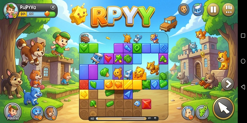 Tampilan gameplay RPYYY dengan berbagai tantangan puzzle yang seru.