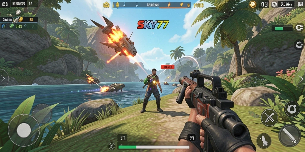 Tampilan gameplay SKY77 dengan aksi penuh adrenalin.