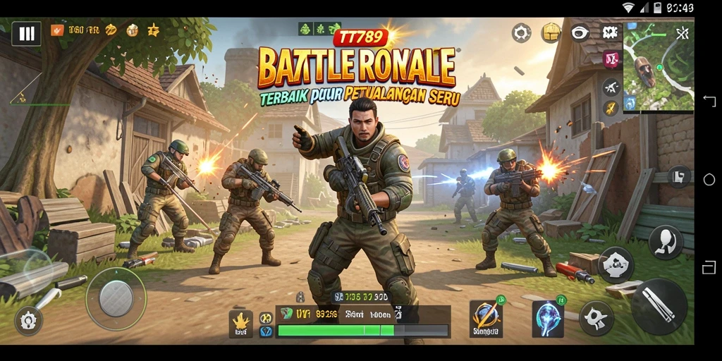 Gameplay intense dari TT789 saat bertarung di pulau Battle Royale.