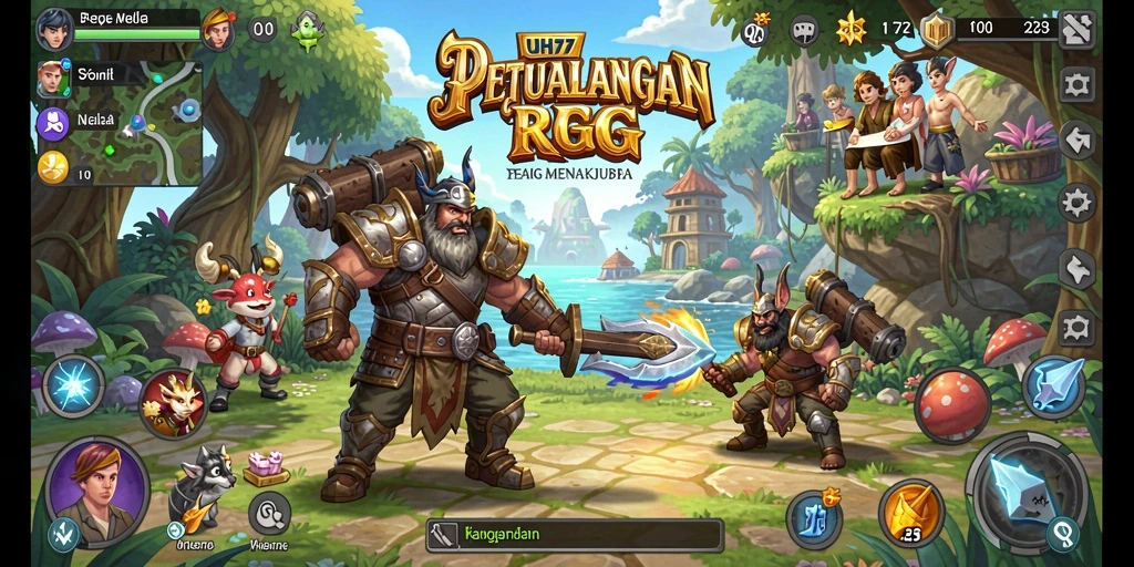 Tampilan gameplay UH77 yang menarik dan epik dalam petualangan RPG.