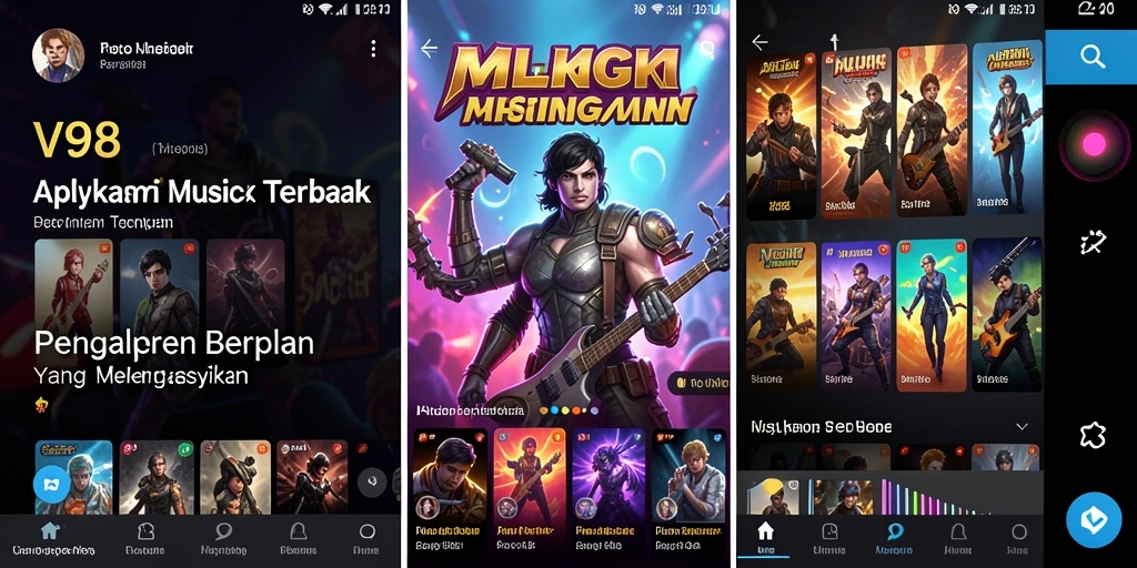 Tampilan gameplay V98 yang menampilkan pengalaman bermain musik yang menyenangkan.