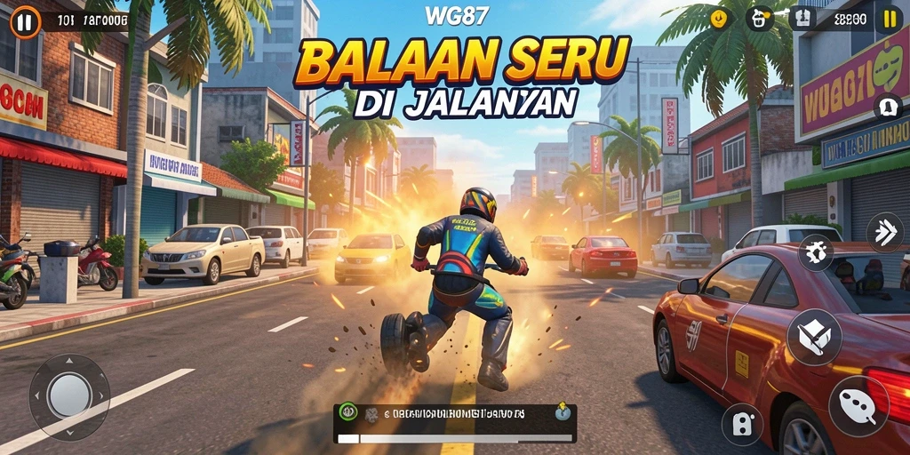 Tampilan gameplay balapan seru dalam WG87 dengan aksi memacu adrenalin.